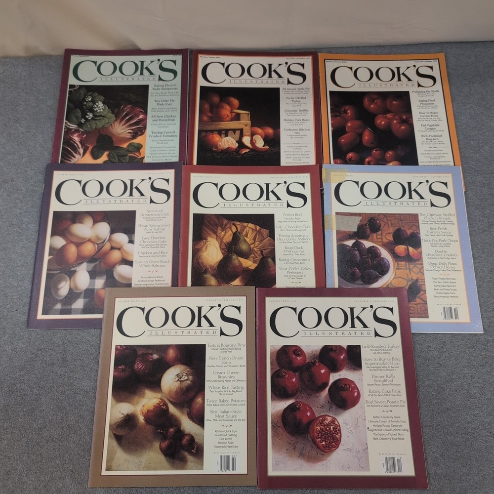 8 Cook's Illustrated Magazines 1997-1999 Vintage Cooking Periodicals Lot‎